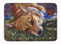 Carolines Treasures 7325RUG Corgi Pastel Butterfly Machine Washable Memory Foam