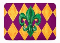 Mardi Gras Fleur de lis Purple Green and Gold Machine Washable Memory Foam Mat