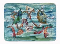 Crabs, Shrimp and Oysters in Water Machine Washable Memory Foam Mat