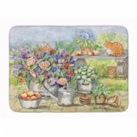 Carolines Treasures APH3567RUG Patio Bouquet and Cat Machine Washable Memory Fo