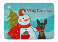 Carolines Treasures  BB1860RUG Snowman with Min Pin Machine Washable Memory Foam