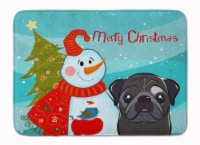 Carolines Treasures BB1883RUG Snowman with Black Pug Machine Washable Memory Fo