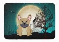 Halloween Scary French Bulldog Cream Machine Washable Memory Foam Mat