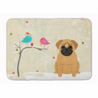 Christmas Presents between Friends Pug - Brown Machine Washable Memory Foam Mat