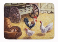 Rooster and Hens Chickens in the Barn Machine Washable Memory Foam Mat