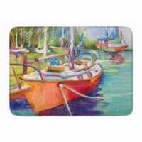 Carolines Treasures JMK1028RUG Red Sailboat Machine Washable Memory Foam Mat