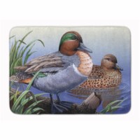 Green Teal Ducks in the Water Machine Washable Memory Foam Mat