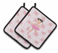 Carolines Treasures  BB5187PTHD Ballerina Black Hair Ponytails Pair of Pot Holde