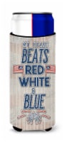 My Heart Beats Red White and Blue Ultra Hugger for slim cans
