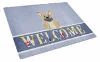 Carolines Treasures BB5591LCB French Bulldog Cream Welcome Glass Cutting Board
