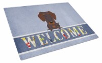 Wire Haired Dachshund Chocolate Welcome Glass Cutting Board Large