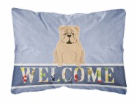 English Bulldog Fawn Welcome Canvas Fabric Decorative Pillow