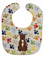 Carolines Treasures BB5877BIB Pawprints Staffordshire Bull Terrier Chocolate Baby Bib