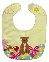 Carolines Treasures BB6047BIB Easter Eggs Staffordshire Bull Terrier Brown Baby Bib