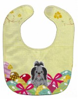 Carolines Treasures BB6089BIB Easter Eggs Shih Tzu Black Silver Baby Bib