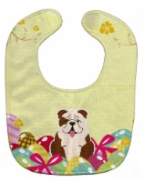Carolines Treasures BB6121BIB Easter Eggs English Bulldog Brindle White Baby Bib