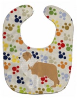 Carolines Treasures BB6327BIB Red Border Collie Pawprints Baby Bib