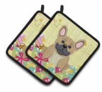 Carolines Treasures  BB6010PTHD Easter Eggs French Bulldog Cream Pair of Pot Hol