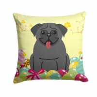 Carolines Treasures BB6006PW1414 Easter Eggs Pug Black Fabric Decorative Pillow