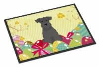 Carolines Treasures BB6051JMAT Easter Eggs Miniature Schnauzer Black Doormat 24