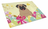 Carolines Treasures BB6005LCB Easter Eggs Pug Brown Glass Cutting Board Large