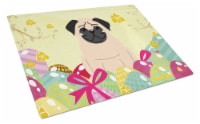 Carolines Treasures  BB6008LCB Easter Eggs Pug Fawn Glass Cutting Board Large