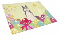 Easter Eggs West Siberian Laika Spitz Glass Cutting Board Large