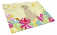 Carolines Treasures BB6055LCB Easter Eggs Yellow Labrador Glass Cutting Board L