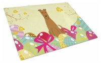 Carolines Treasures BB6062LCB Easter Eggs Irish Terrier Glass Cutting Board Lar