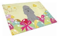 Carolines Treasures BB6068LCB Easter Eggs Poodle Silver Glass Cutting Board Lar