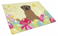 Carolines Treasures BB6084LCB Easter Eggs Bullmastiff Glass Cutting Board Large