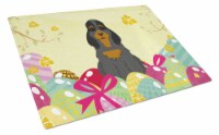 Easter Eggs Cocker Spaniel Black Tan Glass Cutting Board Large