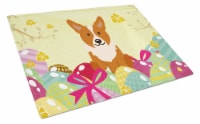 Carolines Treasures BB6100LCB Easter Eggs Corgi Glass Cutting Board Large