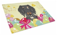 Easter Eggs Wire Haired Dachshund Dapple Glass Cutting Board Large