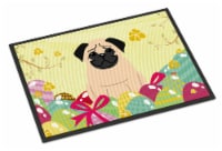 Carolines Treasures BB6008MAT Easter Eggs Pug Fawn Doormat 18x27