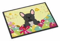 Carolines Treasures BB6014MAT Easter Eggs French Bulldog Black Doormat 18x27