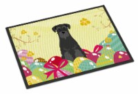 Carolines Treasures BB6032MAT Easter Eggs Standard Schnauzer Black Doormat 18x2