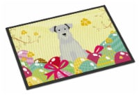 Easter Eggs Miniature Schnauzer White Indoor or Outdoor Mat 18x27