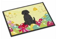 Carolines Treasures BB6057MAT Easter Eggs Black Labrador Doormat 18x27