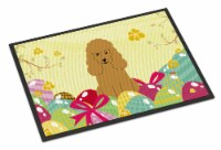 Carolines Treasures BB6069MAT Easter Eggs Poodle Tan Doormat 18x27