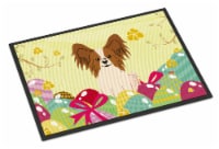 Carolines Treasures BB6078MAT Easter Eggs Papillon Red White Doormat 18x27