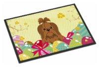 Carolines Treasures BB6086MAT Easter Eggs Shih Tzu Silver Chocolate Doormat 18x