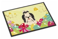 Easter Eggs Shih Tzu Black White Indoor or Outdoor Mat 18x27