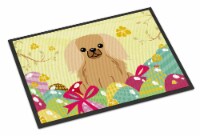 Easter Eggs Pekingese Fawn Sable Indoor or Outdoor Mat 18x27