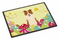 Carolines Treasures BB6119MAT Easter Eggs Border Collie Red White Doormat 18x27