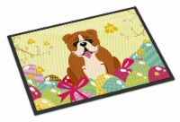 Easter Eggs English Bulldog Red White Indoor or Outdoor Mat 18x27