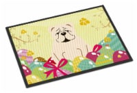 Carolines Treasures BB6123MAT Easter Eggs English Bulldog White Doormat 18x27