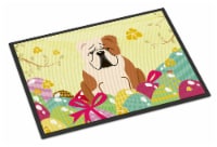 Easter Eggs English Bulldog Fawn White Indoor or Outdoor Mat 18x27