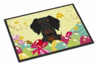 Carolines Treasures BB6127MAT Easter Eggs Wire Haired Dachshund Black Tan Doorm