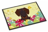 Easter Eggs Wire Haired Dachshund Chocolate Indoor or Outdoor Mat 18x27